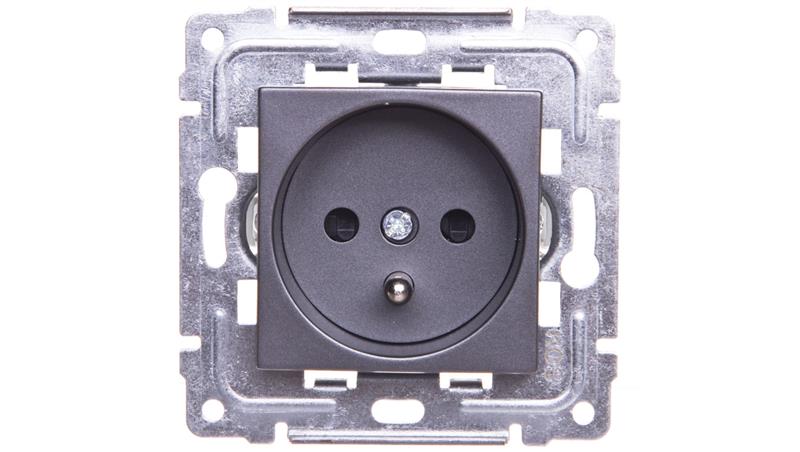 DANTE Gniazdo pojedyncze z/u z przesłonami grafit 456034-43498