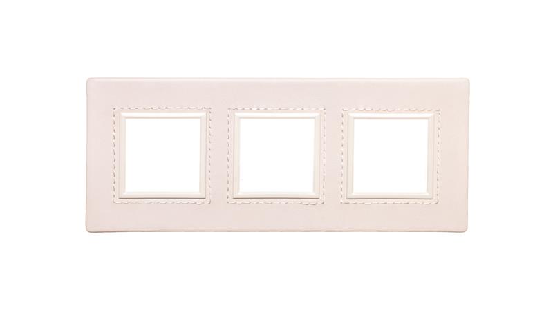 DANTE Ramka potrójna skóra VANILLA 4503583-37561