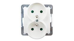 IMPRESJA Gniazdo podwójne z/u z przesłonami ecru GP-2YRZP/m/27-43345