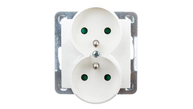 IMPRESJA Gniazdo podwójne z/u z przesłonami ecru GP-2YRZP/m/27-43345