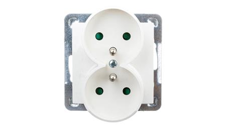 IMPRESJA Gniazdo podwójne z/u z przesłonami ecru GP-2YRZP/m/27-43345