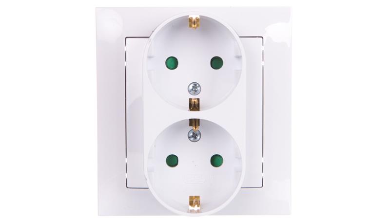 IMPRESJA Gniazdo podwójne z/u Schuko z przesłonami białe GP-2YSP/00-43478
