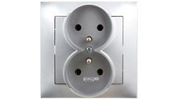 IMPRESJA Gniazdo podwójne z/u srebrne GP-2YZ/18-42902
