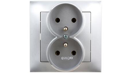 IMPRESJA Gniazdo podwójne z/u srebrne GP-2YZ/18-42902