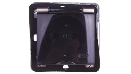 IMPRESJA Gniazdo bryzgoszczelne z/u IP44 klapka przezroczysta tytan GPH-1YZ/m/23/d-43069