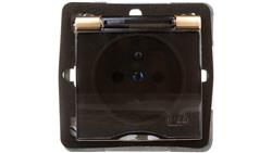 IMPRESJA Gniazdo bryzgoszczelne z/u IP44 klapka przezroczysta złoty metalik GPH-1YZ/m/28/d-43044