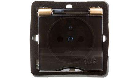 IMPRESJA Gniazdo bryzgoszczelne z/u IP44 klapka przezroczysta złoty metalik GPH-1YZ/m/28/d-43044