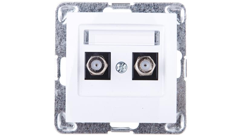 IMPRESJA Gniazdo antenowe podwójne typu F białe GPA-2YF/m/00-28