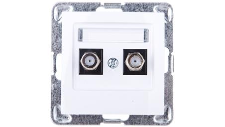 IMPRESJA Gniazdo antenowe podwójne typu F białe GPA-2YF/m/00-28