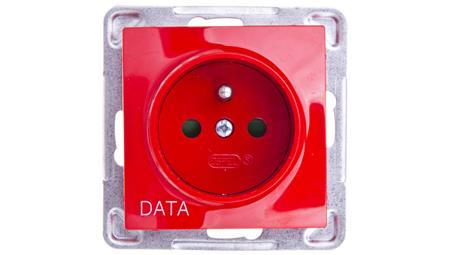 IMPRESJA Gniazdo pojedyncze z/u DATA z przesłonami czerwone GP-1YZDP/m/00-43461