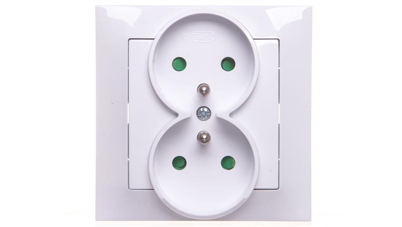 IMPRESJA Gniazdo podwójne z/u z przesłonami białe GP-2YZP/00-43347