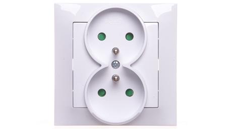 IMPRESJA Gniazdo podwójne z/u z przesłonami białe GP-2YZP/00-43347