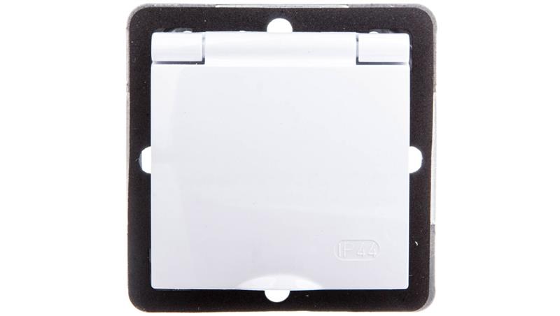 IMPRESJA Gniazdo bryzgoszczelne z/u IP44 z przesłonami klapka biała GPH-1YZP/m/00/w-43264