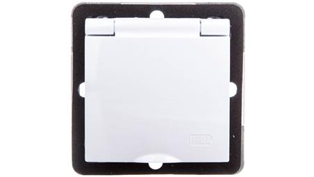 IMPRESJA Gniazdo bryzgoszczelne z/u IP44 z przesłonami klapka biała GPH-1YZP/m/00/w-43264