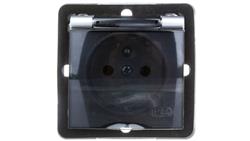 IMPRESJA Gniazdo bryzgoszczelne z/u IP44 klapka przezroczysta srebrne GPH-1YZ/m/18/d-42963