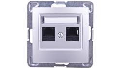 IMPRESJA Gniazdo komputerowe podwójne RJ45 kat.5e MMC srebrne GPK-2Y/K/m/18-34058