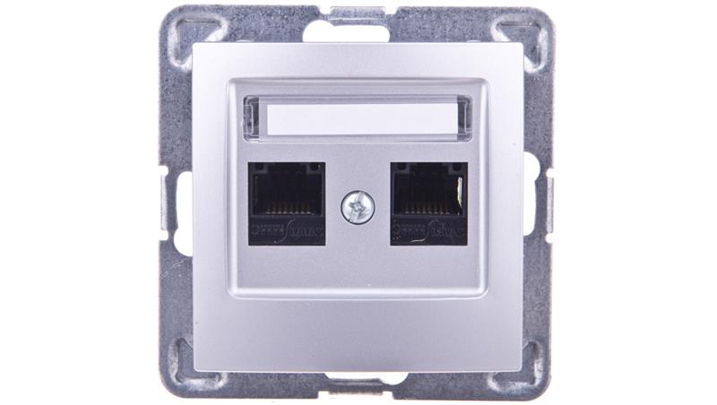 IMPRESJA Gniazdo komputerowe podwójne RJ45 kat.5e MMC srebrne GPK-2Y/K/m/18-34058 IMPRESJA Gniazdo komputerowe podwójne RJ45 kat.5e MMC srebrne GPK-2Y/K/m/18-34058