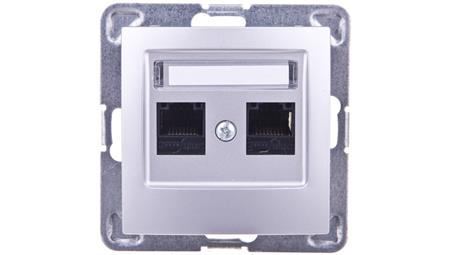 IMPRESJA Gniazdo komputerowe podwójne RJ45 kat.5e MMC srebrne GPK-2Y/K/m/18-34058