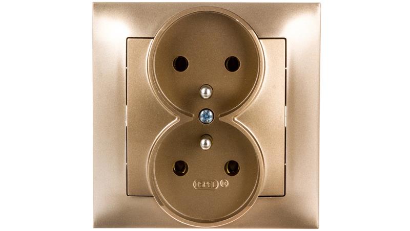 IMPRESJA Gniazdo podwójne z/u złoty metalik GP-2YZ/28-42942