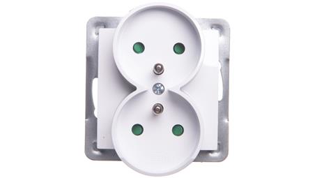 IMPRESJA Gniazdo podwójne z/u z przesłonami białe GP-2YRZP/m/00-43198