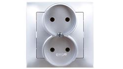 IMPRESJA Gniazdo podwójne b/u srebro GP-2Y/18-43266