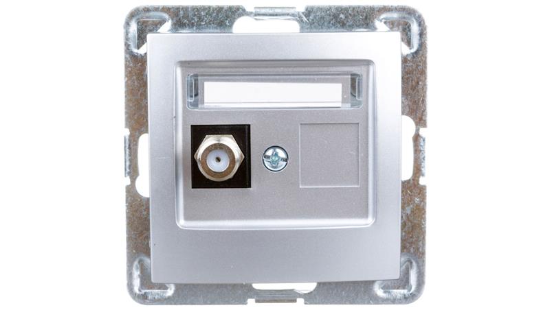 IMPRESJA Gniazdo antenowe pojedyncze typu F srebrne GPA-1YF/m/18-42