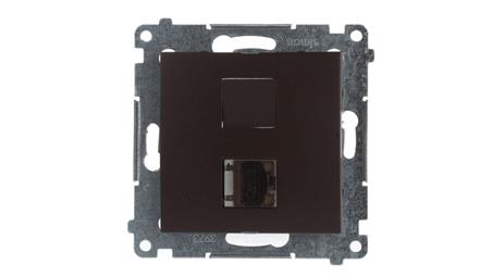 Simon 54 Gniazdo komputerowe pojedyncze RJ45 kat.6 ekranowane z przesłoną brąz mat D61E.01/46-34414