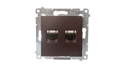 Simon 54 Gniazdo komputerowe podwójne 2xRJ45 kat.6 ekranowane z przesłoną brąz mat D62E.01/46-35064