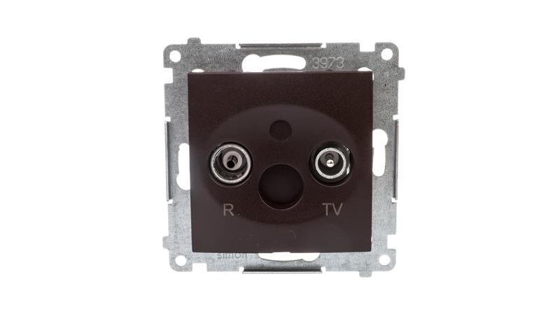 Simon 54 Gniazdo antenowe R/TV przelotowe brąz mat DAP10.01/46-475
