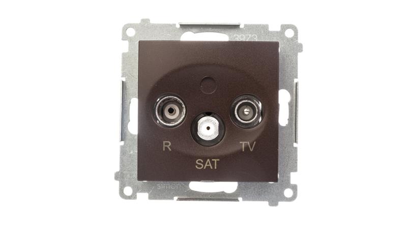 Simon 54 Gniazdo antenowe R/TV/SAT przelotowe brąz mat DASP.01/46-1272