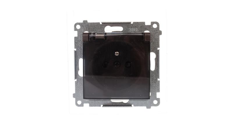 Simon 54 Gniazdo bryzgoszczelne z/u IP44 z przesłoną torów z klapką brąz mat DGZ1BZ.01/46A-42843 Simon 54 Gniazdo bryzgoszczelne z/u IP44 z przesłoną torów z klapką brąz mat DGZ1BZ.01/46A-42843