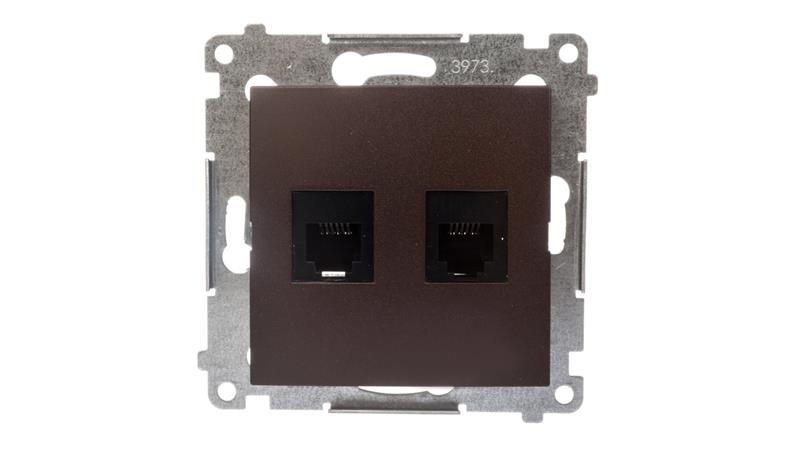 Simon 54 Gniazdo telefoniczne podwójne 2xRJ12 brąz mat DT2.01/46-34413