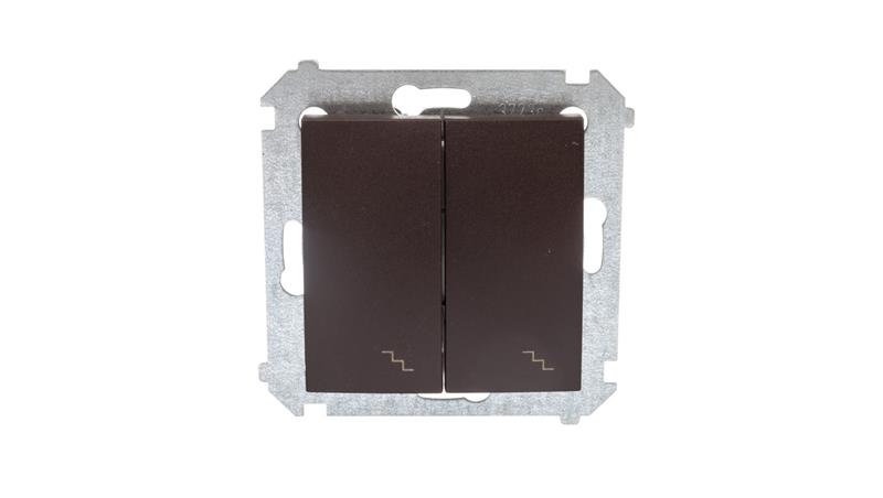 Simon 54 Łącznik schodowy podwójny z podświetleniem brąz mat DW6/2L.01/46-40116