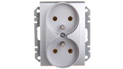 Sedna Gniazdo podwójne z/u 16A aluminium SDN2800960-43490