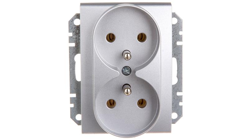 Sedna Gniazdo podwójne z/u 16A aluminium SDN2800960-43490 Sedna Gniazdo podwójne z/u 16A aluminium SDN2800960-43490