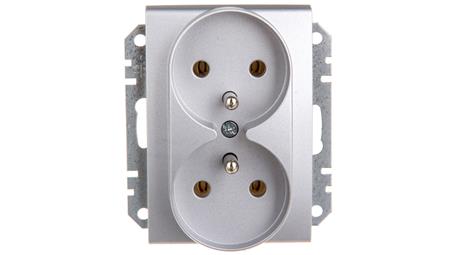 Sedna Gniazdo podwójne z/u 16A aluminium SDN2800960-43490