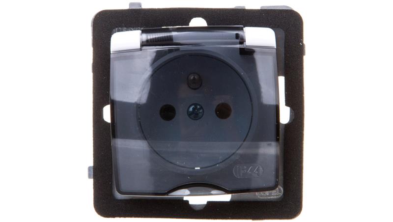 KARO Gniazdo bryzgoszczelne z/u IP44 klapka przezroczysta białe GPH-1SZ/m/00/d-43361