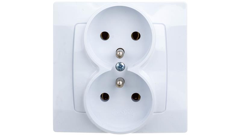 KARO Gniazdo podwójne z/u białe GP-2SZ/00-43117