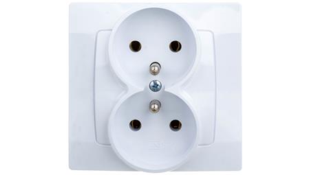 KARO Gniazdo podwójne z/u białe GP-2SZ/00-43117