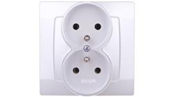 KARO Gniazdo podwójne z/u srebrny perłowy GP-2SZ/43-43362