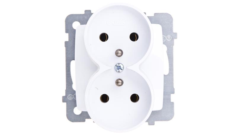 KARO Gniazdo podwójne z/u białe GP-2SRZ/m/00-43160