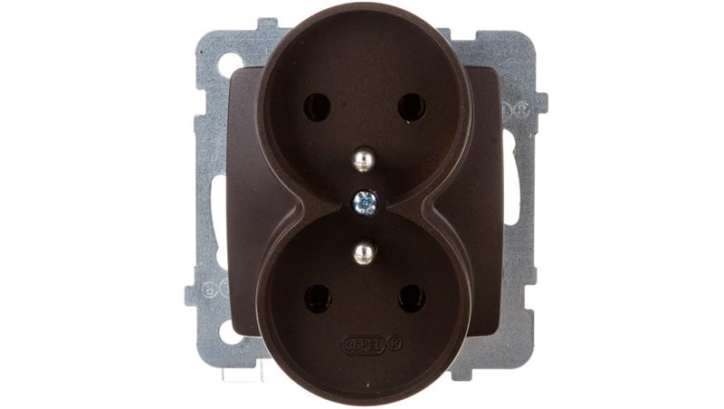 KARO Gniazdo podwójne z/u czekoladowy metalik GP-2SRZ/m/40-43161