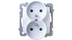 KARO Gniazdo podwójne z/u z przesłonami białe GP-2SRZP/m/00-43360