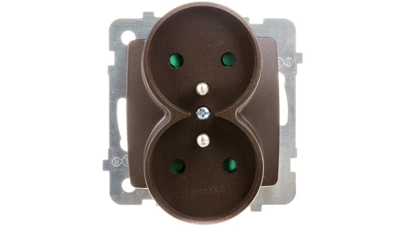 KARO Gniazdo podwójne z/u z przesłonami czekoladowy metalik GP-2SRZP/m/40-44049