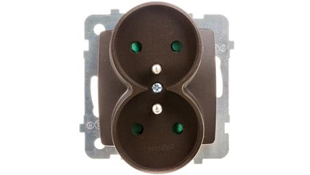 KARO Gniazdo podwójne z/u z przesłonami czekoladowy metalik GP-2SRZP/m/40-44049