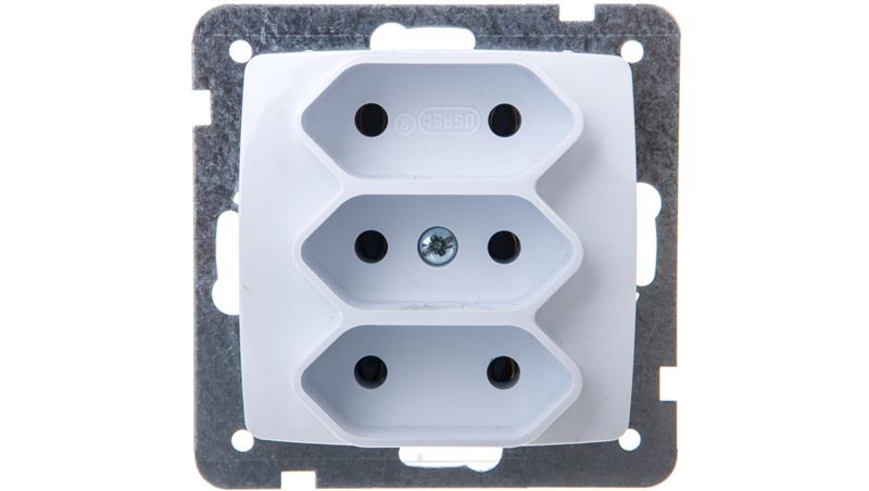 KARO Gniazdo potrójne b/u 2.5A EURO białe GP-3S/m/00-43504