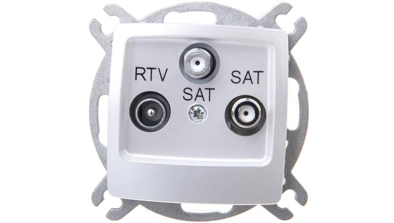 KARO Gniazdo antenowe RTV-SAT-SAT srebrny perłowy GPA-S2S/m/43-531
