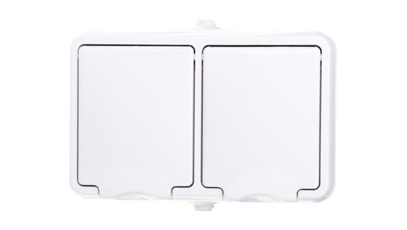 HYDRO Gniazdo hermetyczne podwójne z/u IP44 z klapką białe 120436-40725