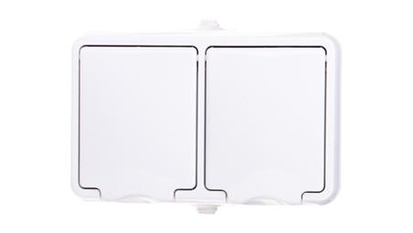 HYDRO Gniazdo hermetyczne podwójne z/u IP44 z klapką białe 120436-40725