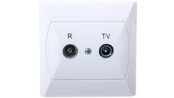 AKCENT Gniazdo antenowe RTV przelotowe 10dB białe GPA-10AP/00-532